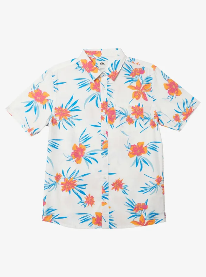 Men Quiksilver Shirts and Polos Hawaii Bloom Short Sleeve Shirt Snow White