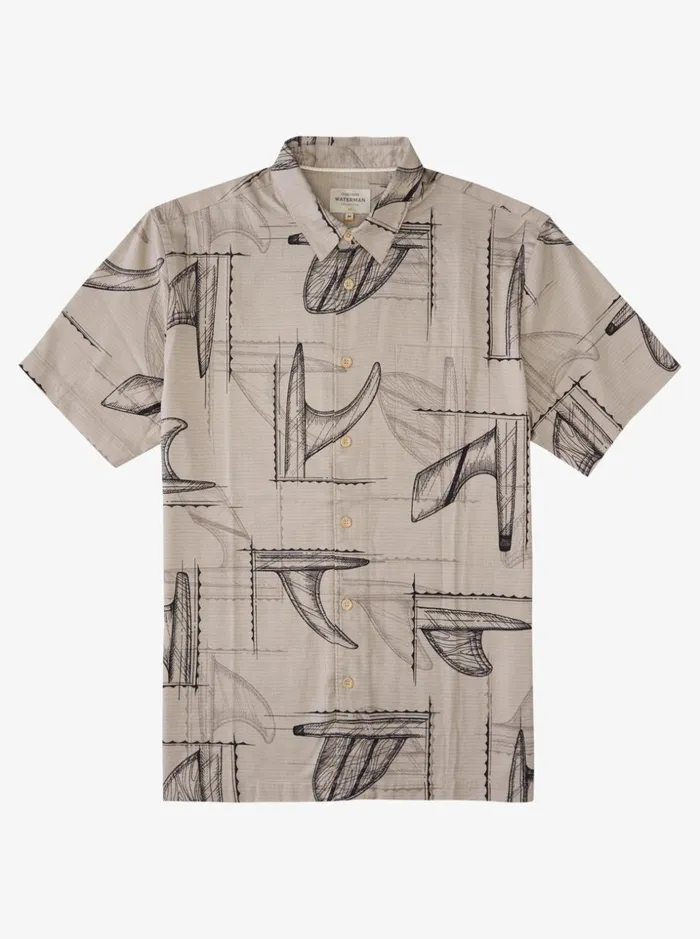 Men Quiksilver Shirts and Polos Waterman Fin Party Short Sleeve Shirt Flint Gray Fin Party Men Quiksilver Shirts and Polos Waterman Fin Party Short Sleeve Shirt Flint Gray Fin Party