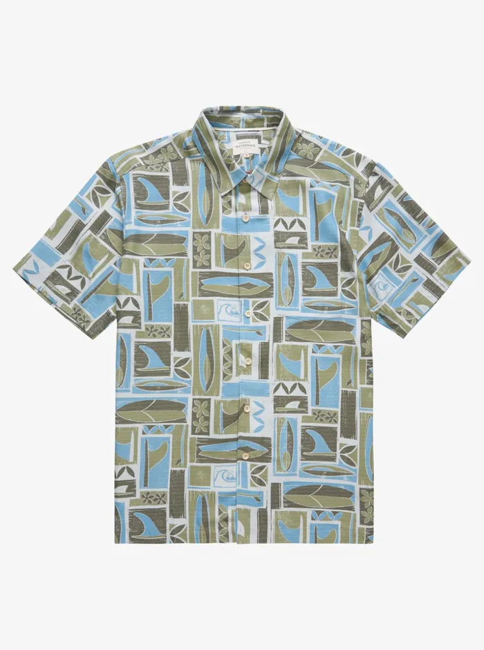 Men Quiksilver Shirts and Polos Waterman Kapua Short Sleeve Shirt Dusty Olive Kapua