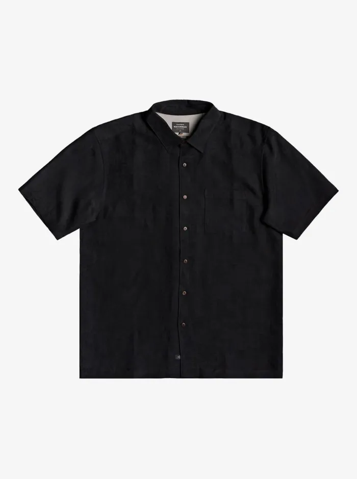 Men Quiksilver Shirts and Polos Waterman Kelpies Bay Short Sleeve Shirt Black