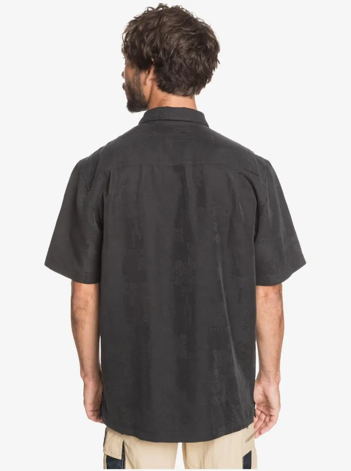 Men Quiksilver Shirts and Polos Waterman Kelpies Bay Short Sleeve Shirt Black Men Quiksilver Shirts and Polos Waterman Kelpies Bay Short Sleeve Shirt Black