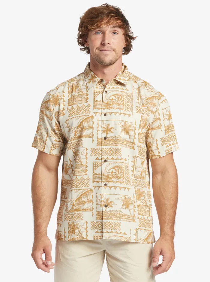 Men Quiksilver Shirts and Polos Waterman Surf Trippers Short Sleeve Shirt Brown Rice Surf Trippers Men Quiksilver Shirts and Polos Waterman Surf Trippers Short Sleeve Shirt Brown Rice Surf Trippers