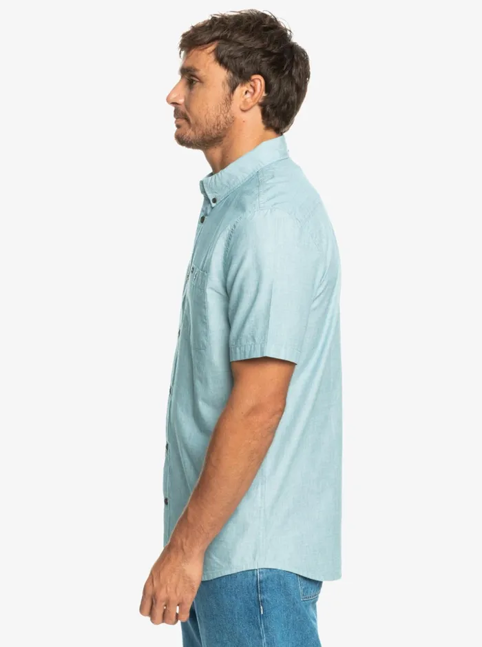 Men Quiksilver Shirts and Polos Winfall Short Sleeve Shirt Moroccan Blue Men Quiksilver Shirts and Polos Winfall Short Sleeve Shirt Moroccan Blue