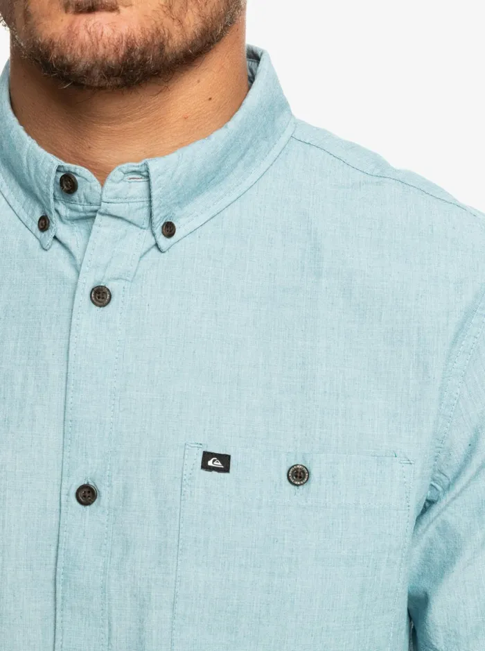 Men Quiksilver Shirts and Polos Winfall Short Sleeve Shirt Moroccan Blue Men Quiksilver Shirts and Polos Winfall Short Sleeve Shirt Moroccan Blue