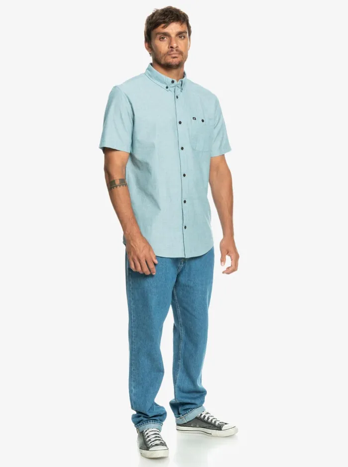 Men Quiksilver Shirts and Polos Winfall Short Sleeve Shirt Moroccan Blue Men Quiksilver Shirts and Polos Winfall Short Sleeve Shirt Moroccan Blue