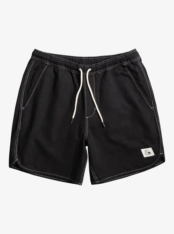 Men Quiksilver Shorts and Amphibians Scallop Elasticized Shorts Black