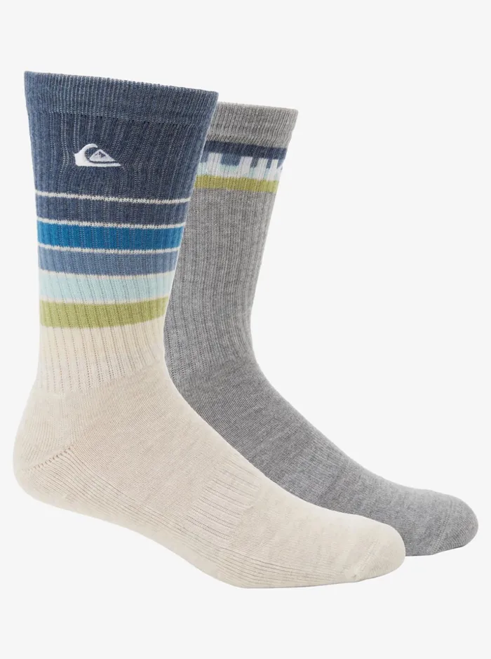 Men Quiksilver Socks and Underwear 2 Pack Everyday Swell Crew Socks Ivory Heather
