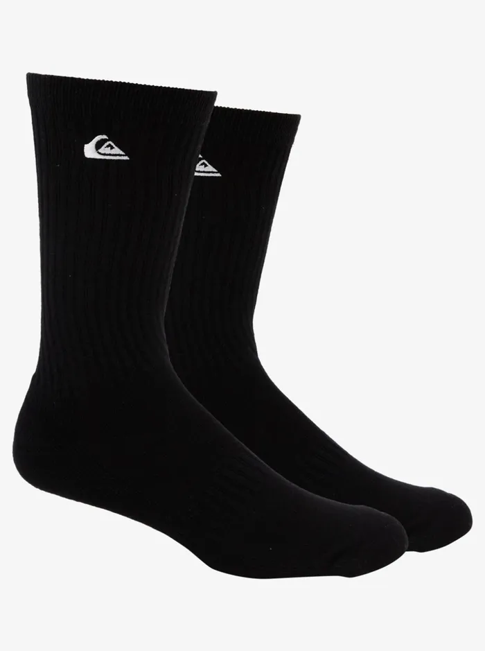Men Quiksilver Socks and Underwear 2 Pack Solid Crew Socks Black