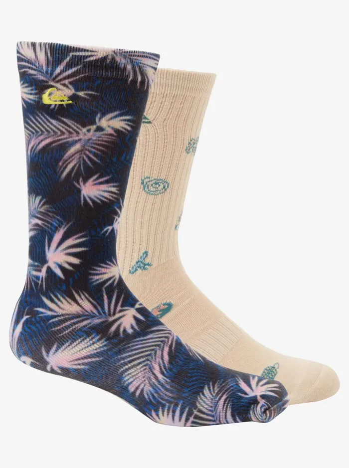 Men Quiksilver Socks and Underwear Ripped Up 2 Pack Crew Socks Black Rippedup