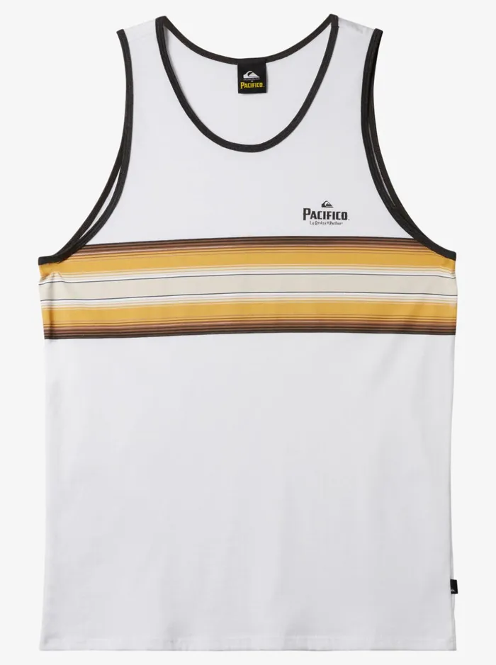 Men Quiksilver Tees Quiksilver X Pacifico Baja Stripe Tank White
