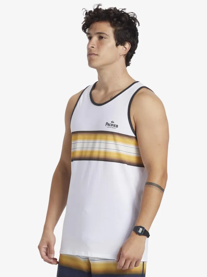 Men Quiksilver Tees Quiksilver X Pacifico Baja Stripe Tank White