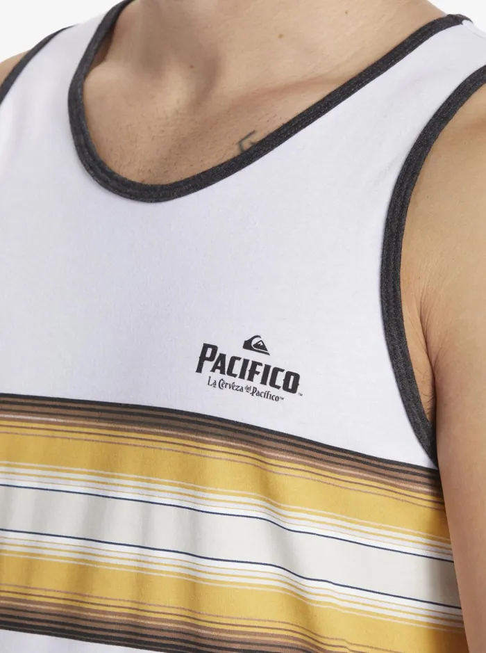 Men Quiksilver Tees Quiksilver X Pacifico Baja Stripe Tank White
