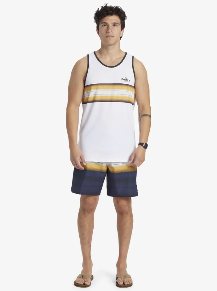 Men Quiksilver Tees Quiksilver X Pacifico Baja Stripe Tank White