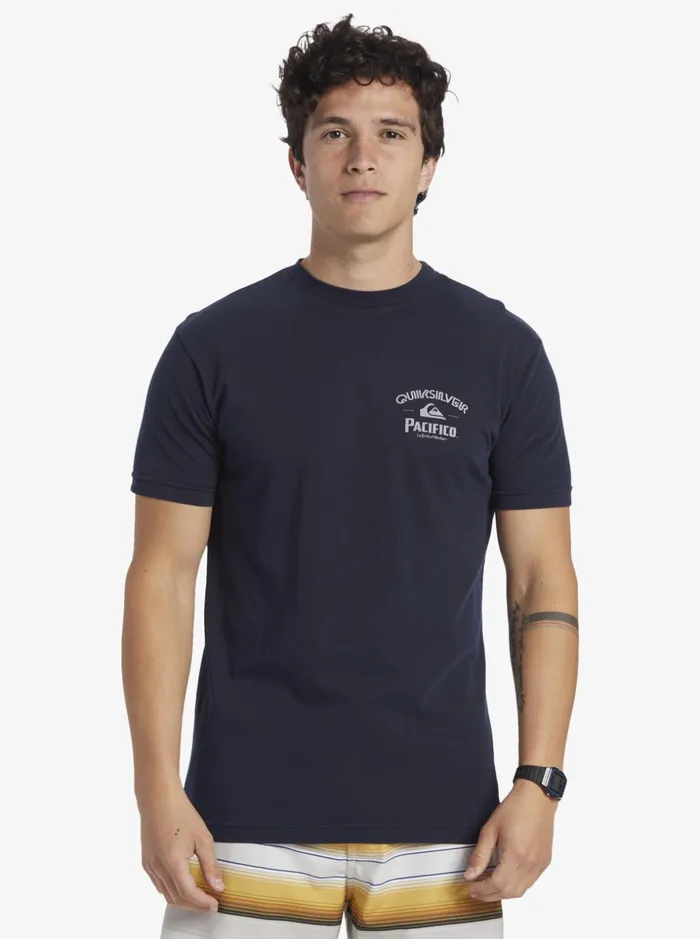 Men Quiksilver Tees Quiksilver X Pacifico Lockup TShirt Navy Blazer