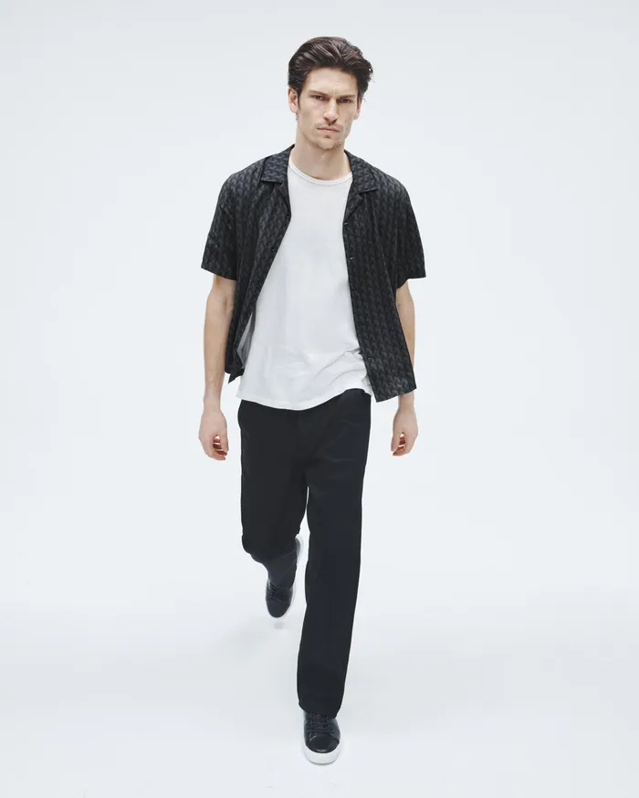 Men Rag and Bone Shirts Avery Printed Viscose Shirt Black Geometric Stud Men Rag and Bone Shirts Avery Printed Viscose Shirt Black Geometric Stud