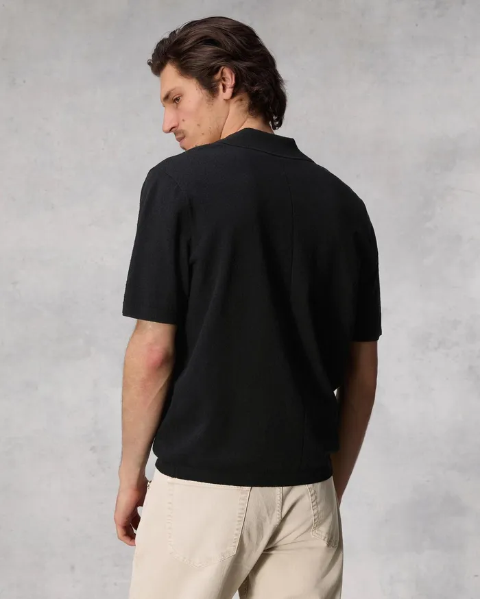 Men Rag and Bone Sweaters Johnny Zuma Toweling Polo Black Men Rag and Bone Sweaters Johnny Zuma Toweling Polo Black
