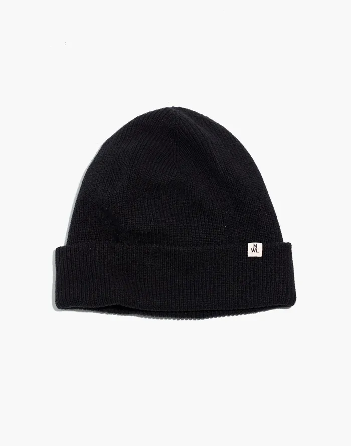 Men Recycled Cotton Cuffed Beanie True Black Madewell Hats