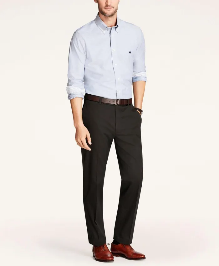 Men Regular Fit Stretch Cotton Advantage Chino Pants Black Brooks Brothers Chinos and Casual Pants