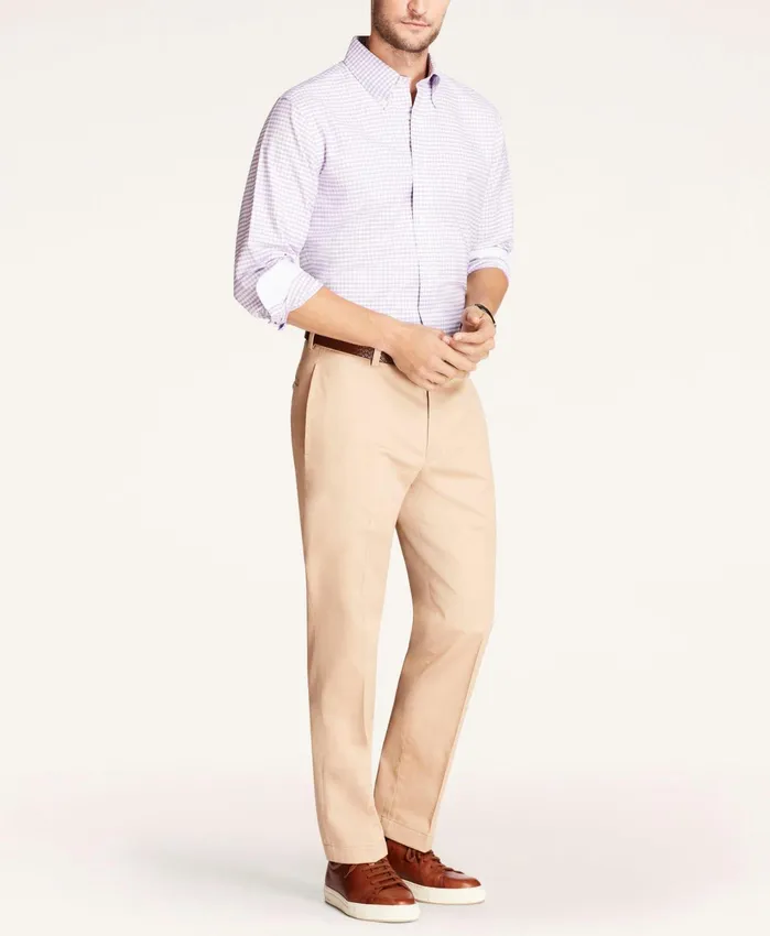 Men Regular Fit Stretch Cotton Advantage Chino Pants Dark Khaki Brooks Brothers Chinos and Casual Pants