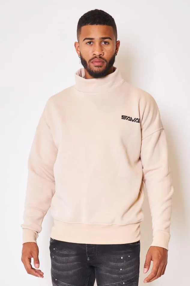 Men Savage High Neck Sweatshirt In Beige Beige Brentiny Paris Sweatshirts and Pullovers