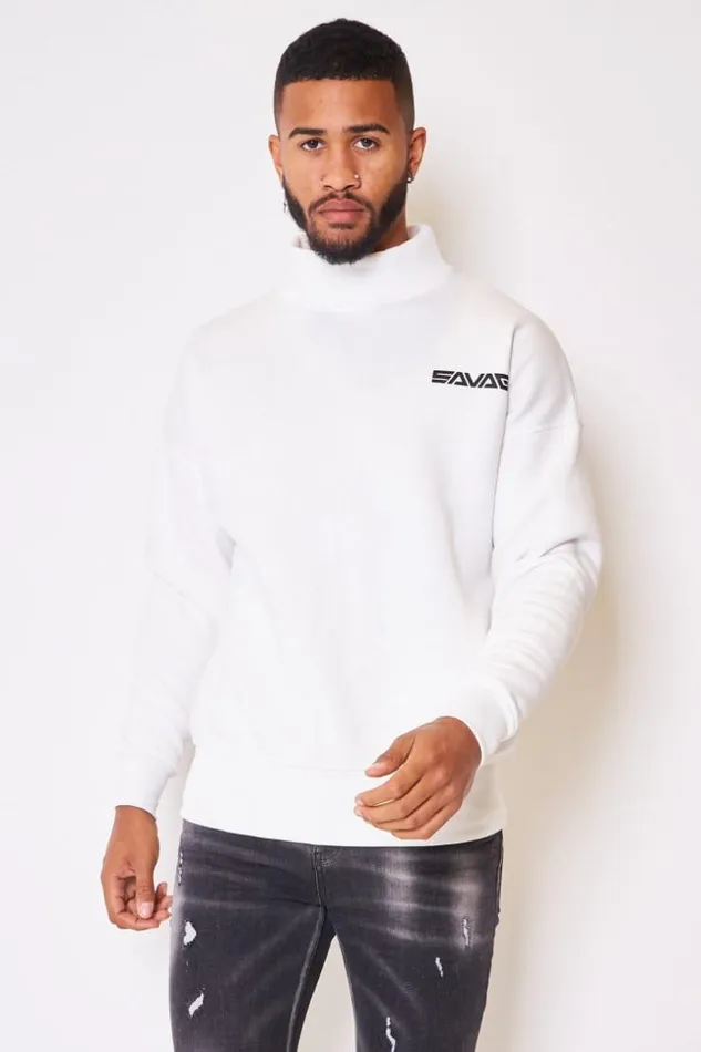 Men Savage High Neck Sweatshirt In White White Brentiny Paris Sweatshirts and Pullovers