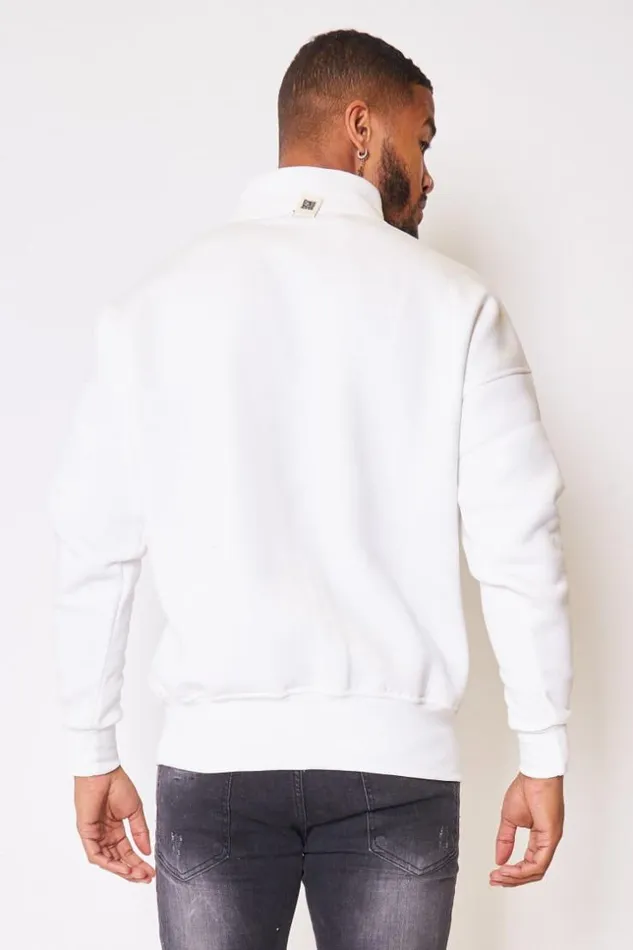 Men Savage High Neck Sweatshirt In White White Brentiny Paris Sweatshirts and Pullovers
