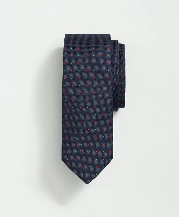 Men Silk Holiday Dot Tie Navy Multi Brooks Brothers Ties and Pocket Squares