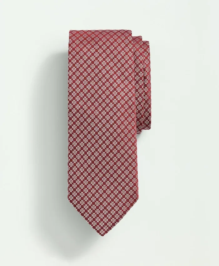 Men Silk Holiday Snow Flake Tie Burgundy Brooks Brothers Ties and Pocket Squares