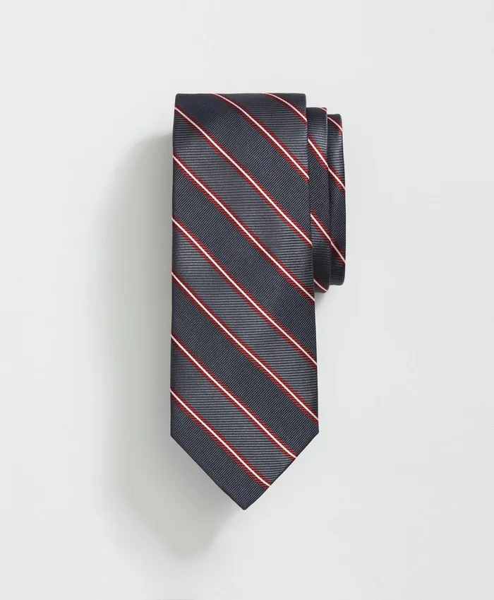 Men Silk Rep Striped Tie Greyred Brooks Brothers Ties and Pocket Squares