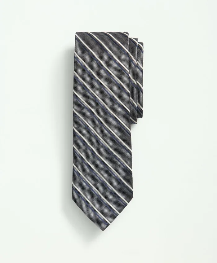 Men Silk Striped Tie Grey Brooks Brothers Ties and Pocket Squares