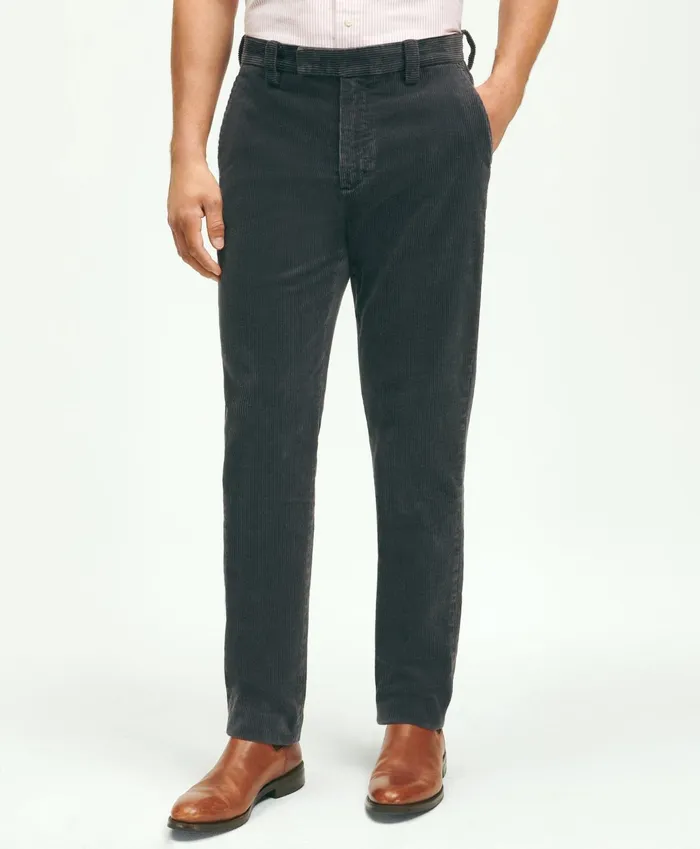 Men Slim Fit Cotton WideWale Corduroy Pants Charcoal Brooks Brothers Chinos and Casual Pants Men Slim Fit Cotton WideWale Corduroy Pants Charcoal Brooks Brothers Chinos and Casual Pants