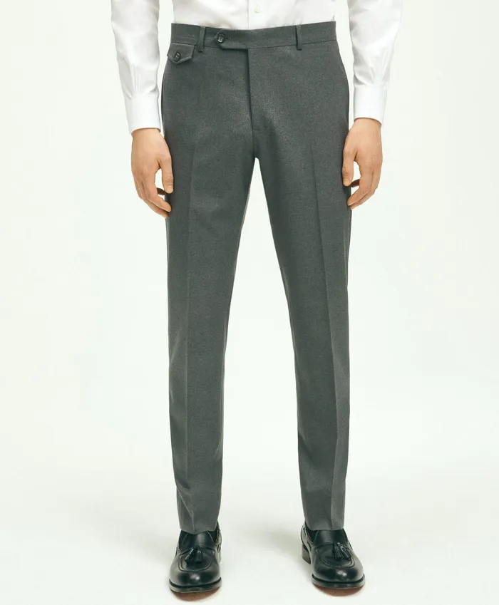 Men Slim Fit Wool Hopsack Trousers Grey Brooks Brothers Dress Pants