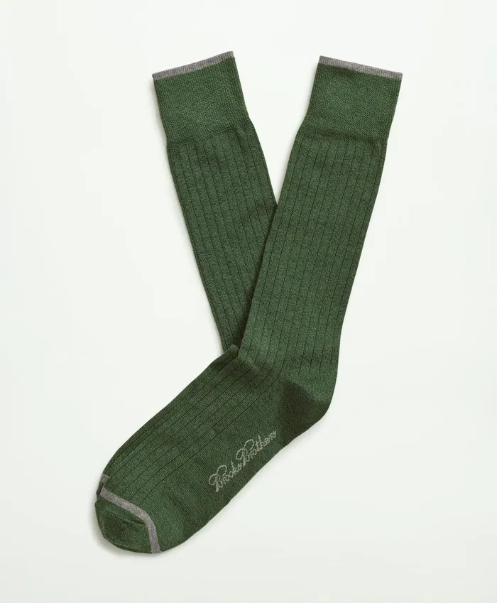 Men Solid Crew Socks Bright Green Brooks Brothers Sock