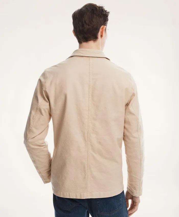 Men Stretch Canvas Chore Jacket Dark Beige Brooks Brothers Coats and Jackets