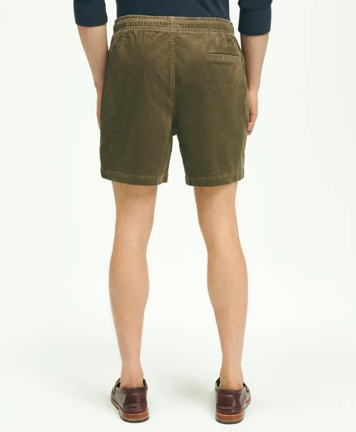Men Stretch Cotton Drawstring Friday 15Wale Corduroy Shorts Olive Brooks Brothers Shorts and Swimwear