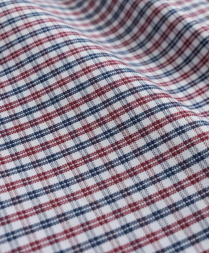 Men Stretch Cotton NonIron Oxford Polo ButtonDown Collar MiniGraph Checked Shirt Dark Red Brooks Brothers Sport Shirts