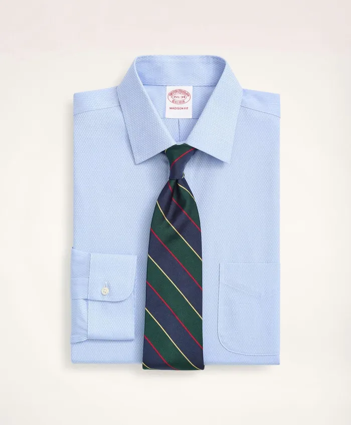 Men Stretch Madison RelaxedFit Dress Shirt NonIron Dobby Ainsley Collar Diamond Light Blue Brooks Brothers Dress Shirts Men Stretch Madison RelaxedFit Dress Shirt NonIron Dobby Ainsley Collar Diamond Light Blue Brooks Brothers Dress Shirts