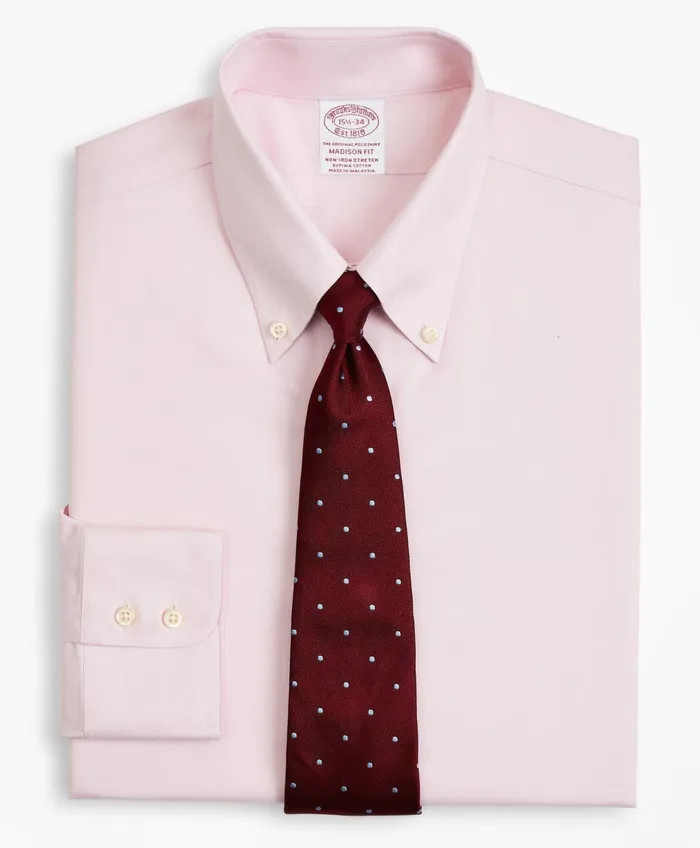 Men Stretch Madison RelaxedFit Dress Shirt NonIron Twill ButtonDown Collar Pink Brooks Brothers Dress Shirts Men Stretch Madison RelaxedFit Dress Shirt NonIron Twill ButtonDown Collar Pink Brooks Brothers Dress Shirts