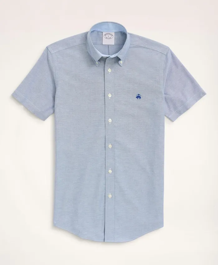Men Stretch NonIron Oxford ButtonDown Collar ShortSleeve Sport Shirt Sodalite Brooks Brothers Sport Shirts Men Stretch NonIron Oxford ButtonDown Collar ShortSleeve Sport Shirt Sodalite Brooks Brothers Sport Shirts