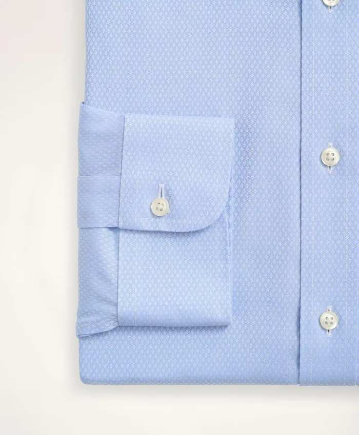 Men Stretch Regent RegularFit Dress Shirt NonIron Dobby Ainsley Collar Diamond Light Blue Brooks Brothers Dress Shirts