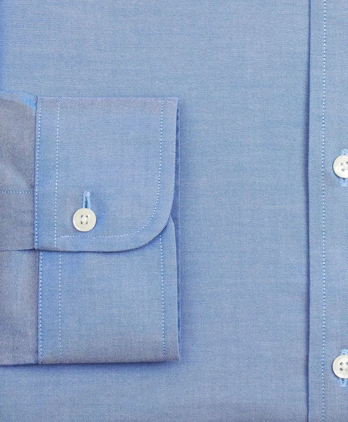 Men Stretch Supima Cotton NonIron Pinpoint Oxford Ainsley Collar Dress Shirt Blue Brooks Brothers Dress Shirts
