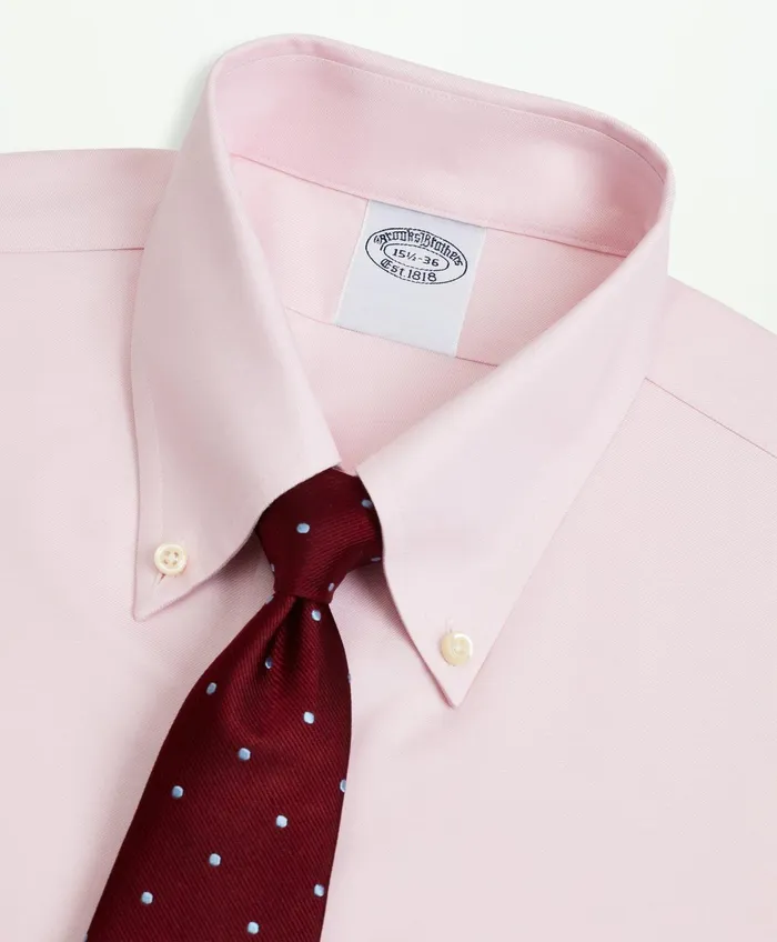 Men Stretch Supima Cotton NonIron Twill ButtonDown Collar Dress Shirt Pink Brooks Brothers Dress Shirts