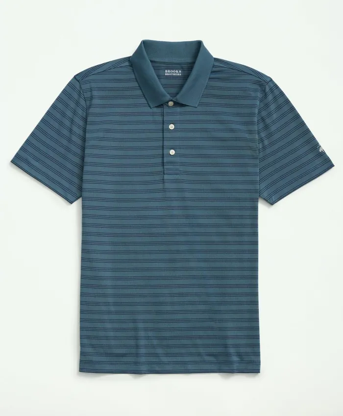 Men Striped Golf Polo Greennavy Brooks Brothers Polo and Rugby Shirts