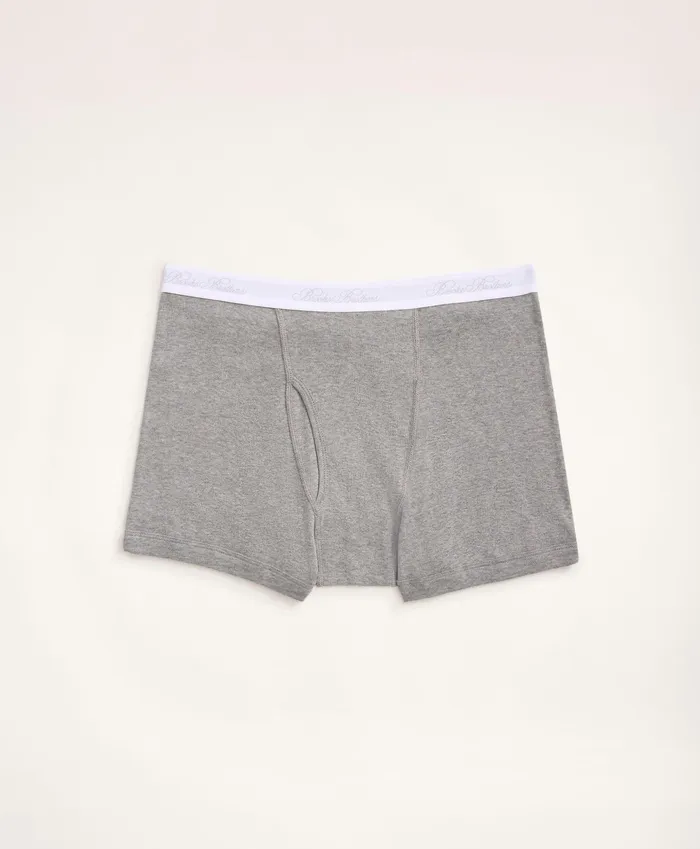 Men Supima Cotton Boxer Briefs3 Pack Grey Brooks Brothers Underwear