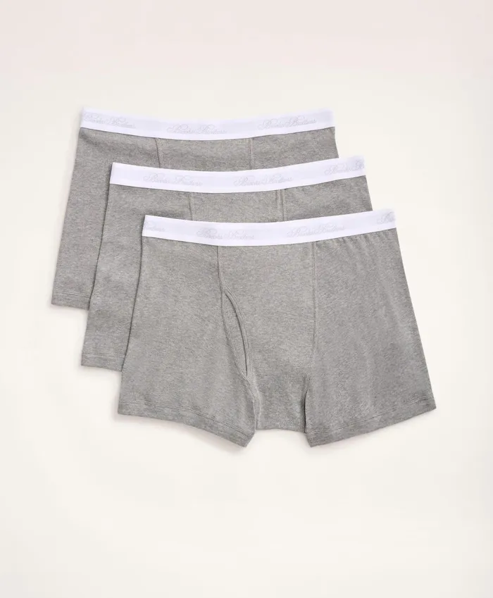 Men Supima Cotton Boxer Briefs3 Pack Grey Brooks Brothers Underwear
