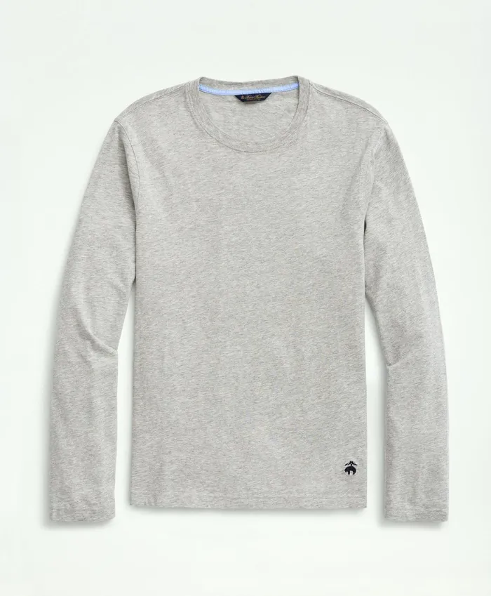 Men Supima Cotton LongSleeve Logo TShirt Grey Heather Brooks Brothers TShirts and Sweats Men Supima Cotton LongSleeve Logo TShirt Grey Heather Brooks Brothers TShirts and Sweats