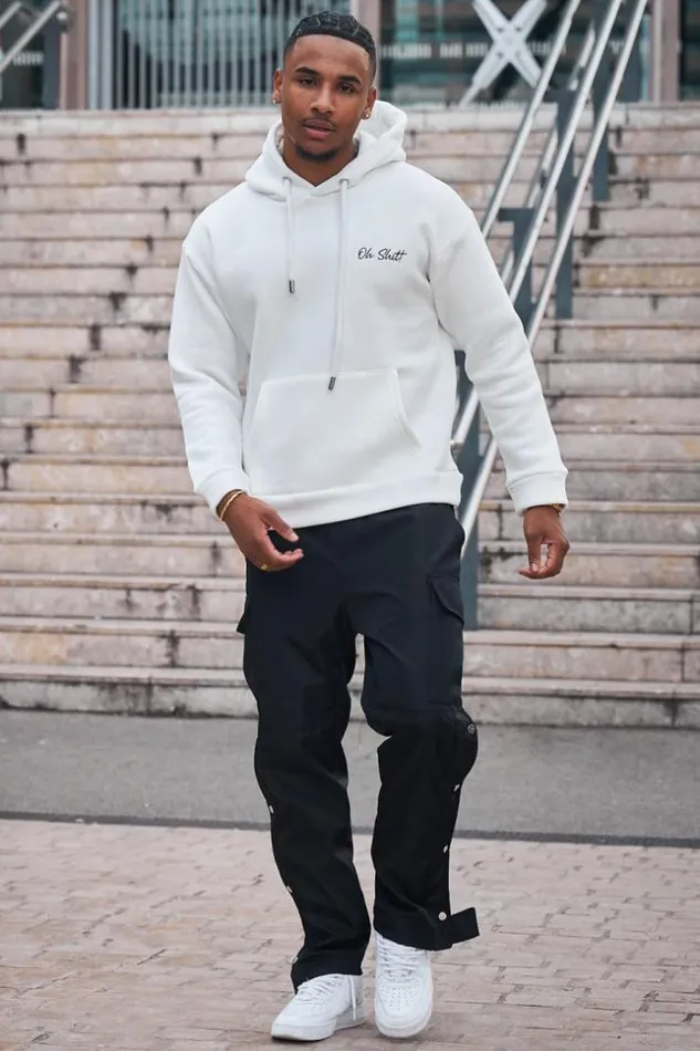 Men Sweat Capuche Blanc 034Oh Shit 034 White Brentiny Paris Sweatshirts and Pullovers
