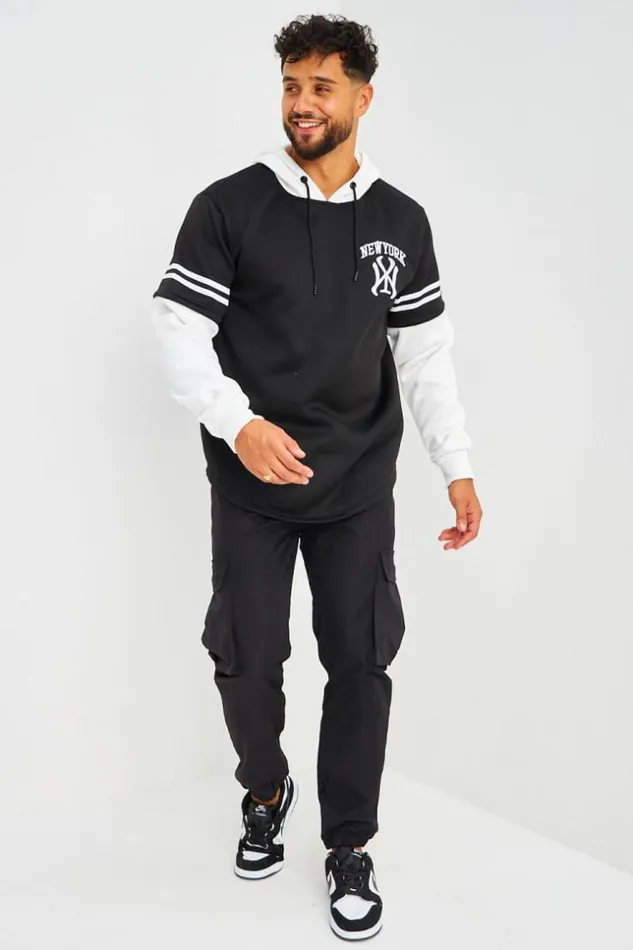 Men Sweat Capuche Noir Et Blanc New York Black Brentiny Paris Sweatshirts and Pullovers Men Sweat Capuche Noir Et Blanc New York Black Brentiny Paris Sweatshirts and Pullovers