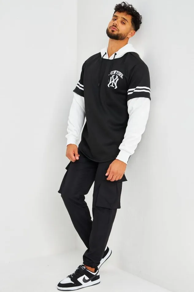 Men Sweat Capuche Noir Et Blanc New York Black Brentiny Paris Sweatshirts and Pullovers Men Sweat Capuche Noir Et Blanc New York Black Brentiny Paris Sweatshirts and Pullovers