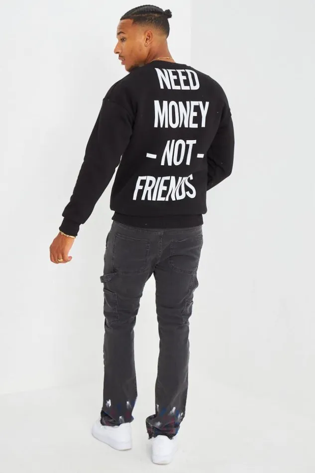 Men Sweat Noir Inscription 034 Need Money Not Friends 034 Black Brentiny Paris Sweatshirts and Pullovers Men Sweat Noir Inscription 034 Need Money Not Friends 034 Black Brentiny Paris Sweatshirts and Pullovers